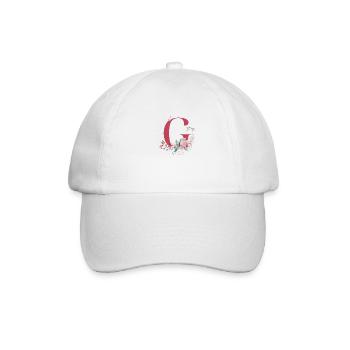 Blumenbuchstabe G - Geschenkidee - Baseballkappe - Weiß/Weiß - Vorne