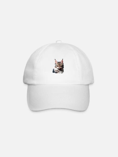 Maine Coon Katze Kätzchen Katzenbesitzer Kater - Baseballkappe - Weiß/Weiß