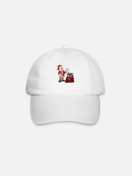 Weihnachtsmann mit Geschenktüte - Baseballkappe - Weiß/Weiß