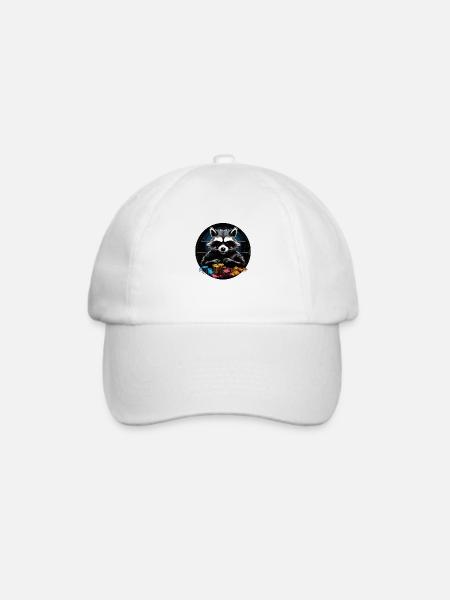 Waschbär Poker ALL IN - Baseballkappe - Weiß/Weiß