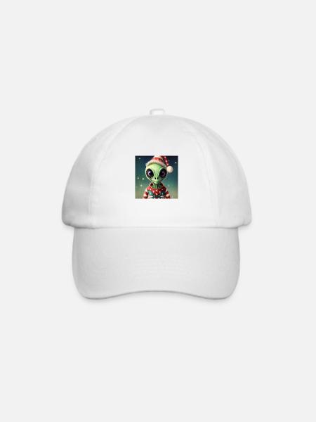 Alien trägt einen hässlichen Weihnachtspullover - Baseballkappe - Weiß/Weiß