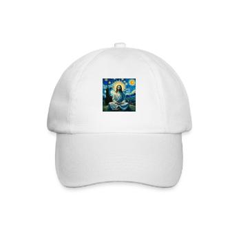 Van-Gogh-Stil Jesus meditiert - Baseballkappe - Weiß/Weiß - Vorne