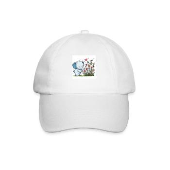 Elefant pflückt Blumen - Baseballkappe - Weiß/Weiß - Vorne