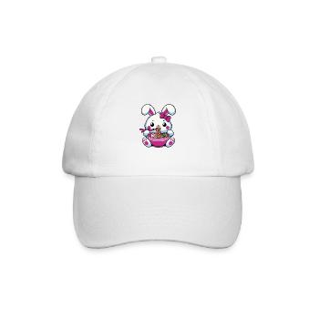Kawaii Niedliches Kaninchen Essen Ramen - Baseballkappe - Weiß/Weiß - Vorne
