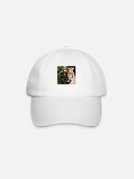Tiger Motiv, Tigerblick - Baseballkappe - Weiß/Weiß