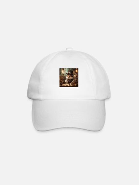 Steampunk Hamster - Baseballkappe - Weiß/Weiß