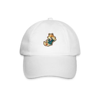 Fröhliches Fuchs-Maskottchen springt lustiges Design - Baseballkappe - Weiß/Weiß - Vorne