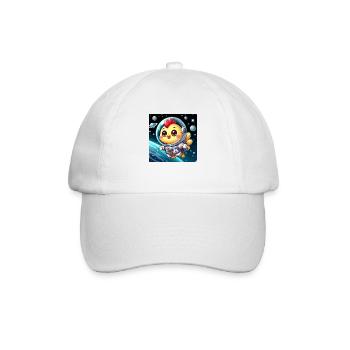 Space Küken mit Astronautenanzug im All - Baseballkappe - Weiß/Weiß - Vorne