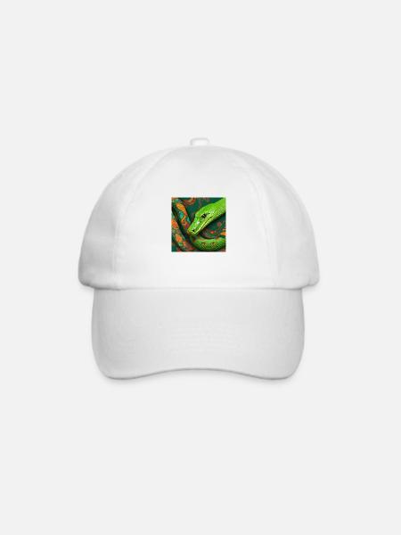 Grüne Schlange Reptil - Baseballkappe - Weiß/Weiß