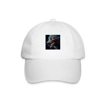 Wolf unheimlich gefährlich Hyperrealismus 3 D - Baseballkappe - Weiß/Weiß - Vorne