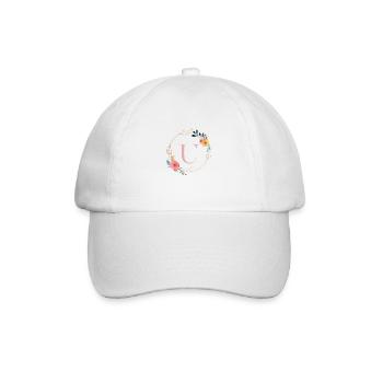 U Monogramm Floral, Blumenkranz, personalisierbar - Baseballkappe - Weiß/Weiß - Vorne