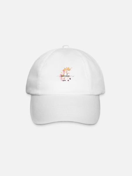 Annika! Einhorn-Blumen Design, personalisierbar - Baseballkappe - Weiß/Weiß