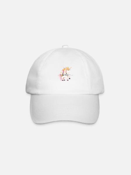 Berta! Einhorn-Blumen Design, personalisierbar - Baseballkappe - Weiß/Weiß