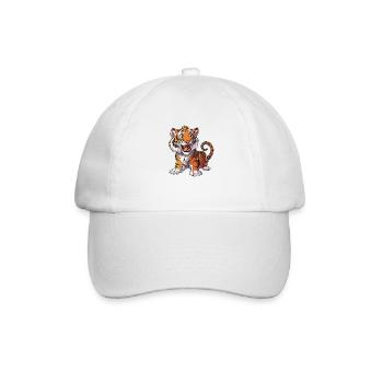 Fröhlicher Tiger Zeichentrick Tierliebhaber - Baseballkappe - Weiß/Weiß - Vorne