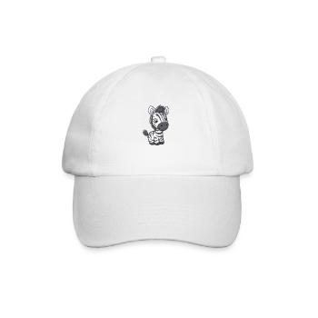Comic-Stil Kawaii Zebra Aufkleber – Isoliert - Baseballkappe - Weiß/Weiß - Vorne