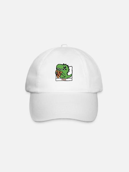 Pizza Saurier Dino Geschenk Idee - Baseballkappe - Weiß/Weiß