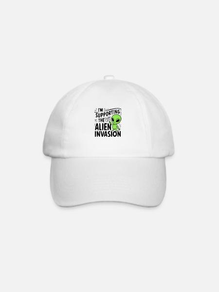 Alien Invasion - Humor - Baseballkappe - Weiß/Weiß