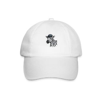 Süßes Zebra mit Mütze - Baseballkappe - Weiß/Weiß - Vorne