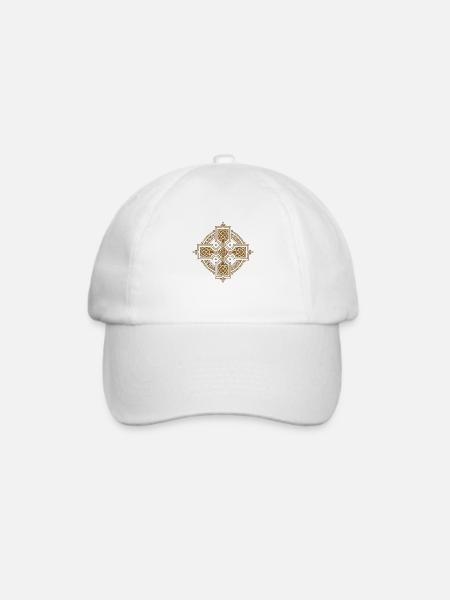 Keltische Kreise, Ecken, Farbfelder, Gothic-Symbole - Baseballkappe - Weiß/Weiß