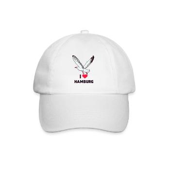 Nordsee Moin Möwe I LOVE Hamburg Hansestadt Liebe - Baseballkappe - Weiß/Weiß - Vorne