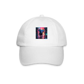 Neon Elefant - Baseballkappe - Weiß/Weiß - Vorne