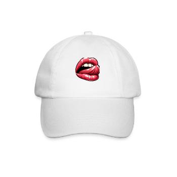 Zunge - Sexy rosa Lippen - Baseballkappe - Weiß/Weiß - Vorne
