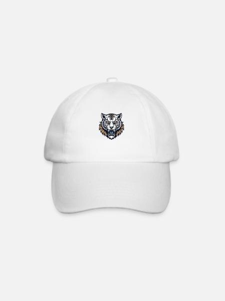 Kraftvoller Tigerkopf - Baseballkappe - Weiß/Weiß