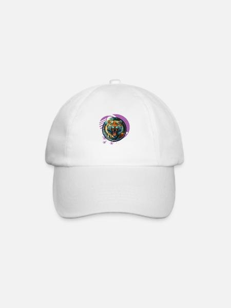 Brüllender Tiger - Baseballkappe - Weiß/Weiß