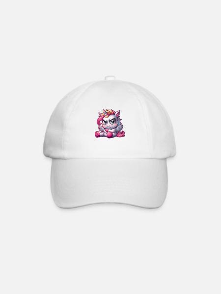 Genervtes Einhorn – Originelles Design für Fantasi - Baseballkappe - Weiß/Weiß