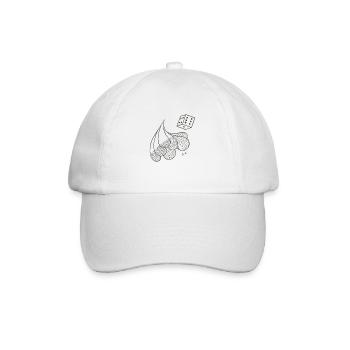 Kreative gemusterte Tropfen mit Spielwürfel - Baseballkappe - Weiß/Weiß - Vorne