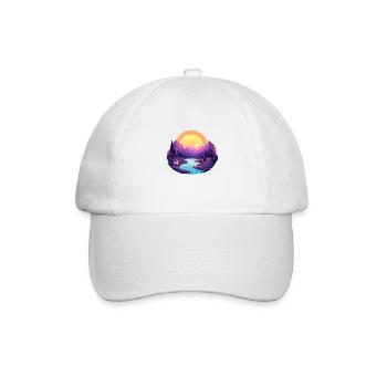 Majestätischer Hirsch im Sonnenuntergang -Geschenk - Baseballkappe - Weiß/Weiß - Vorne