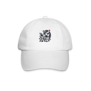 Zebra-Mutter mit Kind - Baseballkappe - Weiß/Weiß - Vorne