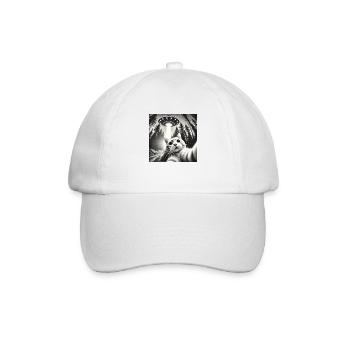 Lustiges Katze UFOs Alien - Baseballkappe - Weiß/Weiß - Vorne