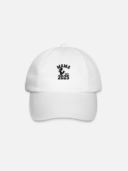 Mama est. 2025 / Frischgebackene Mama / Schwanger - Baseballkappe - Weiß/Weiß
