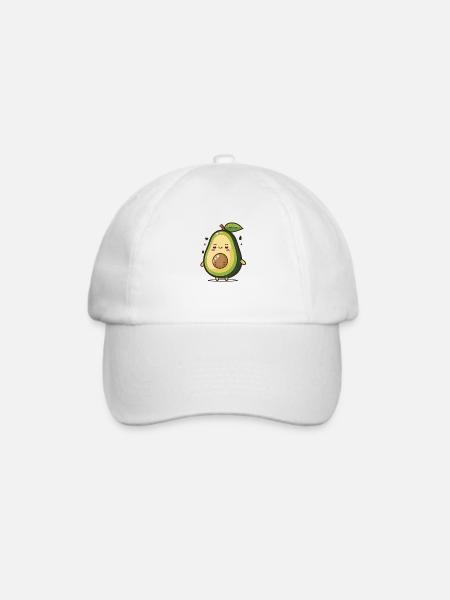 Kawaii Avocado Cartoon - Baseballkappe - Weiß/Weiß