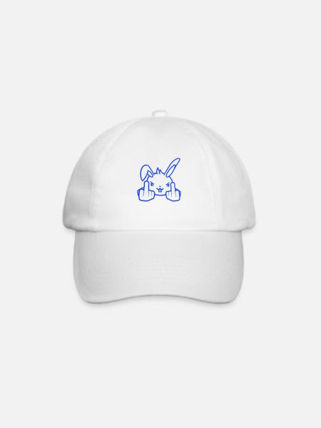 Hase Mittelfinger Zeigen Böse Frech Beleidigend - Baseballkappe - Weiß/Weiß