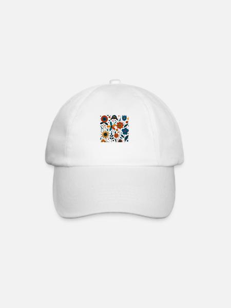 Abstrakte Blumen - Baseballkappe - Weiß/Weiß