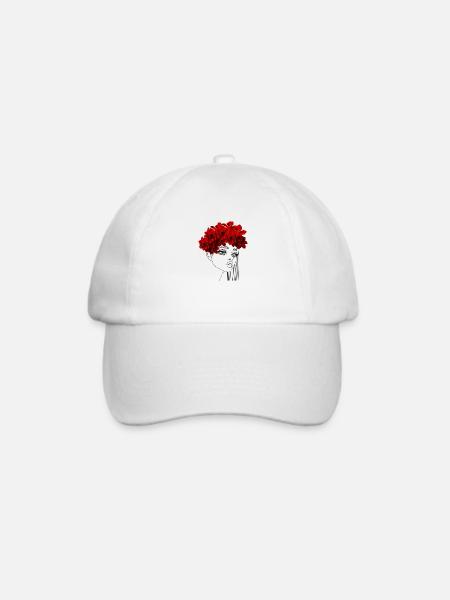 Eleganter roter Rosenkranz - Baseballkappe - Weiß/Weiß