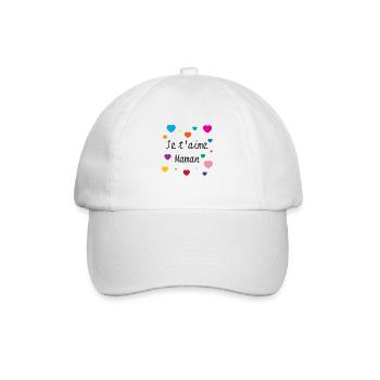 Je t'aime Maman - Baseballkappe - Weiß/Weiß - Vorne