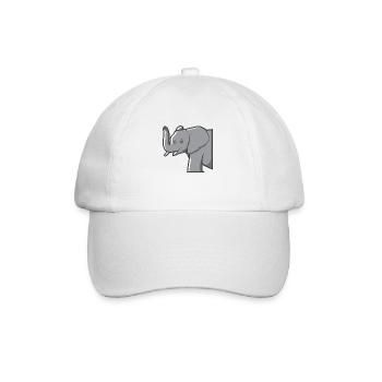 Elefant hebt seinen Rüssel und zeigt die Stoßzähne - Baseballkappe - Weiß/Weiß - Vorne