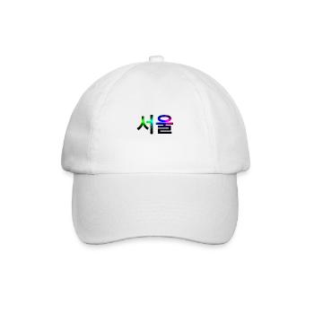 Seoul - in Koreanisch - Neon Design - Baseballkappe - Weiß/Weiß - Vorne