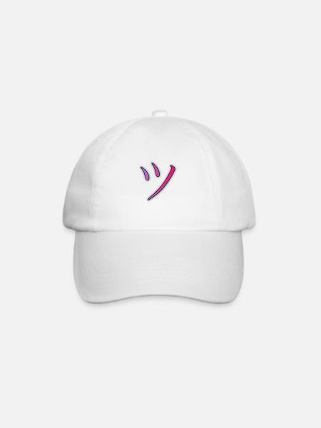 Lächelndes Gesicht schräger Mund Fröhlich - Baseballkappe - Weiß/Weiß