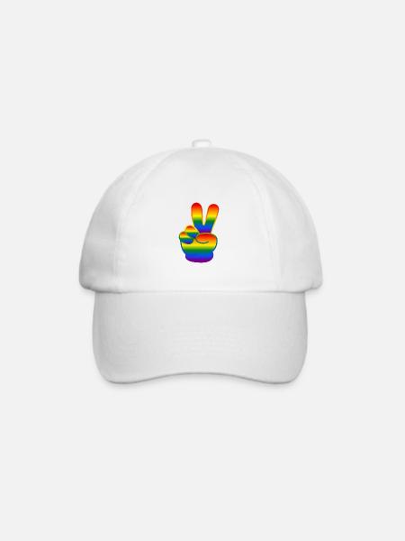 Regenbogen Hand Peace Zeichen - Baseballkappe - Weiß/Weiß