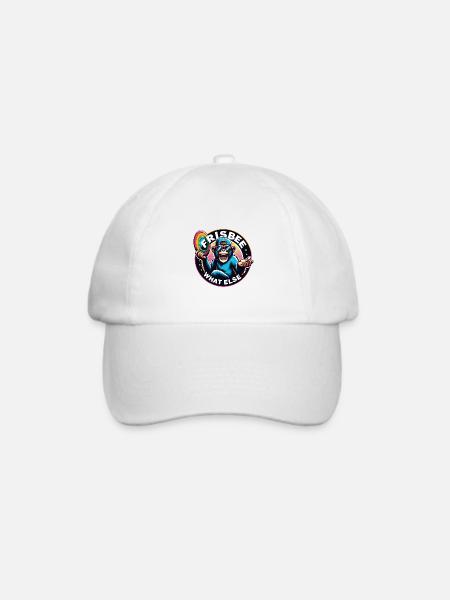 Schimpanse mit Sonnebrille, Basecap und Frisbee - Baseballkappe - Weiß/Weiß