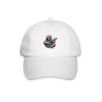Cooler Faultier E-Gitarre Gitarrist - Baseballkappe - Weiß/Weiß - Vorne