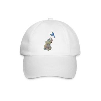 Elefant und blauer Vogel - Baseballkappe - Weiß/Weiß - Vorne