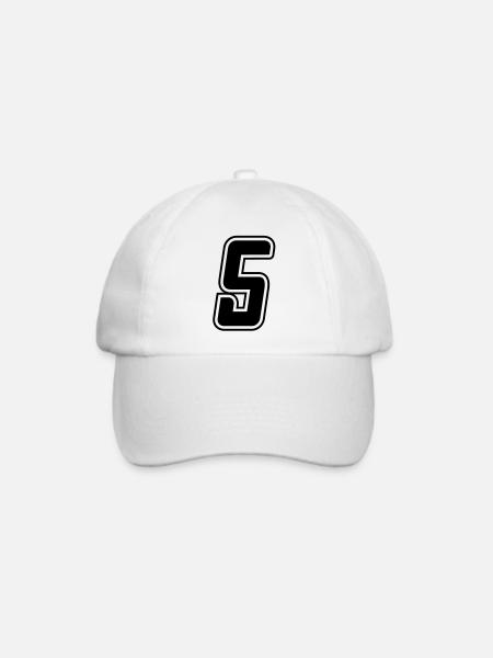 Startnummer 5 - Baseballkappe - Weiß/Weiß