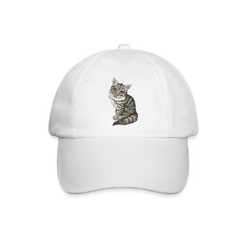 Norwegische Waldkatze getigert Tiger Illustration - Baseballkappe - Weiß/Weiß - Vorne
