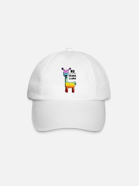 Regenbogen No Drama Llama - Lama - Geschenk - Baseballkappe - Weiß/Weiß