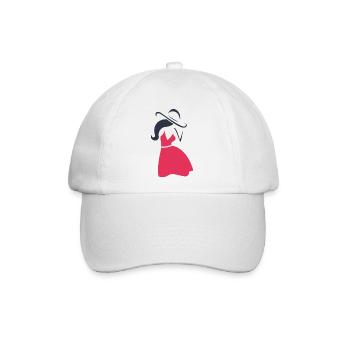 Frau Kleid Hut Weiblich Lady Silhouette Geschenk - Baseballkappe - Weiß/Weiß - Vorne